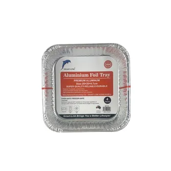 4pc Aluminium Foil Tray-Square 20.4x20.4x4.7cm