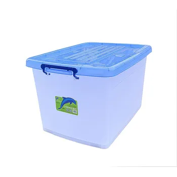 Plastic Storage Container 90L With Blue Lid 63.5x46x38.5cm 