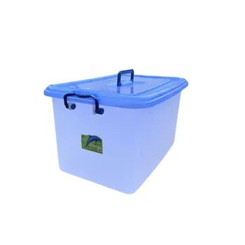 Plastic Storage Container 32L Handled Blue Lid 50x33.5x27cm 
