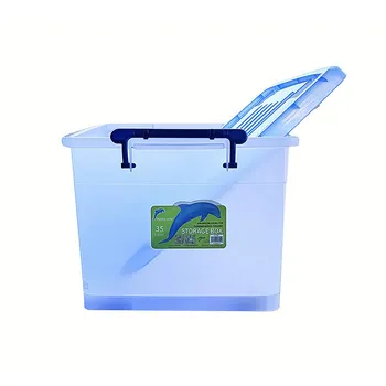 Plastic Storage Container 35L With Blue Lid 47.5x35x27cm 