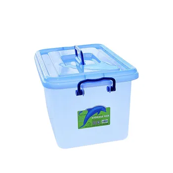 Plastic Storage Container 16L With Blue Handled Lid 43x28x23cm