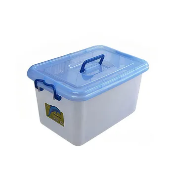 Plastic Storage Container 10L With Blue Handled Lid 35.5x24x20.5cm 