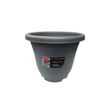 Plastic Round Flower Pot-Dark Grey Dia46x37cm 