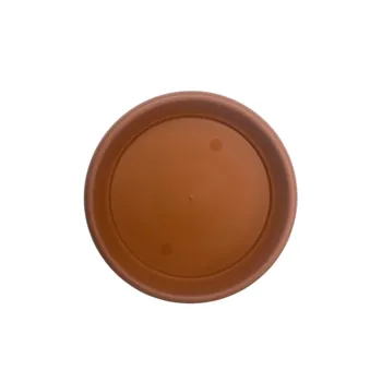 Plastic Round Flower Pot Saucer-Brown Dia19.5x3cm 