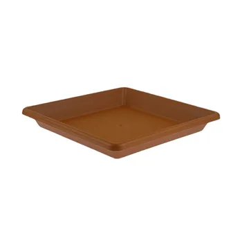 Plastic Square Flower Pot Saucer-Brown 21.7x21.7x3.8cm