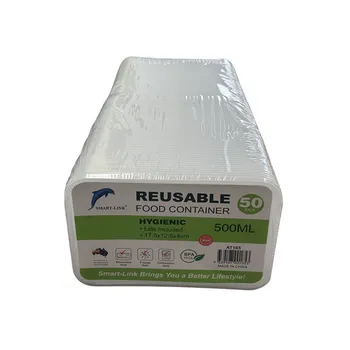 50pk 500ml Rectangular Food Container 17.5x12.5x4cm