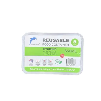 5pk 650ml Rectangular Food Container 17.5x12.5x5cm 