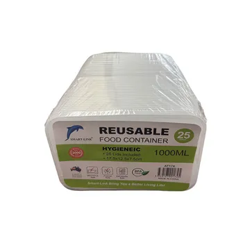 25pk 1000ml Rectangular Food Container 17.5x12.5x7.5cm