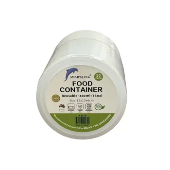 25pk 480ml Round Food Container Dia12x6cm