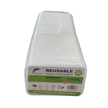 50pk 1000ml Rectangular Food Container 17.5x12.5x7.5cm