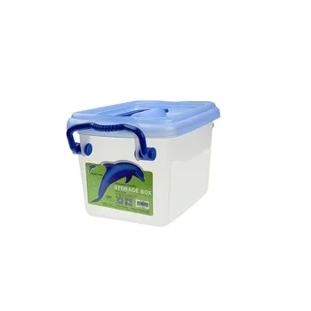 Plastic Storage Container 2.5L With Blue Handled Lid 23x16x14cm 
