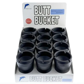 Plastic Black Ashtray Butt Bucket-Jumbo 13x10cm