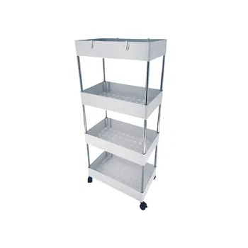 4 Tier Plastic Rolling Storage Cart 39.8x21.5x87.2cm