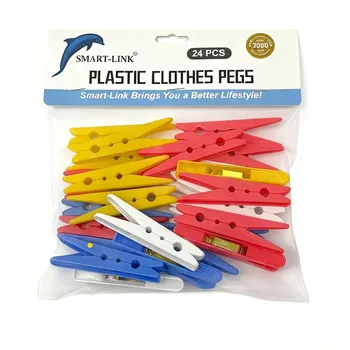 24pk Strong Grip Plastic Clothes Pegs