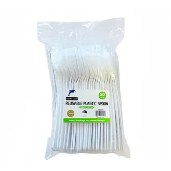 Cutlery 50pk Plastic Reusable Spoon 17x3.7cm