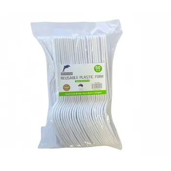 Cutlery 50pk Plastic Reusable Fork 18x2.7cm
