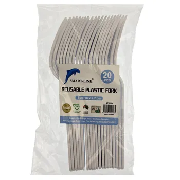 Cutlery 20pk Plastic Reusable Fork 18x2.7cm