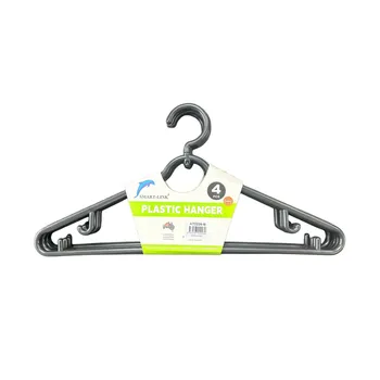 4pc Swivel Plastic Coat Hangers-Black 41.7x21.2cm