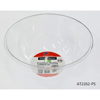 Plastic Salad Bowl - Clear Dia27.6x12.5cm 
