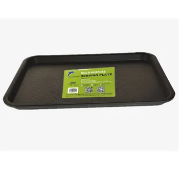 Rectangular Plastic Serving Tray-Black 41.2x30.4x1.7cm 