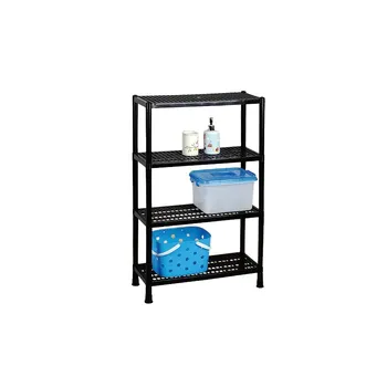 4 Tier Plastic Shoe Rack Black 56x22.5x87cm 