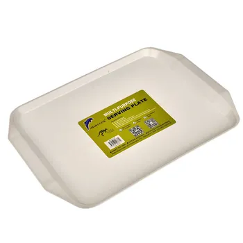 Rectangular Plastic Serving Tray-White 44.5x31.3x2cm 