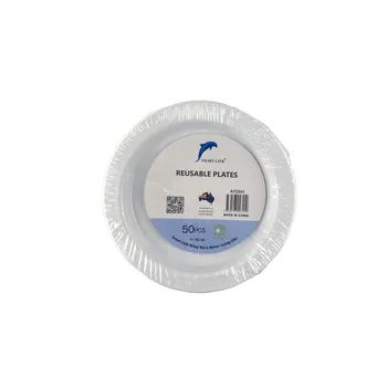 50pk Round Plastic Reusable Plate Dia180mm