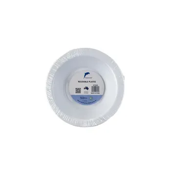 50pk Round Plastic Reusable Bowl Dia180mm