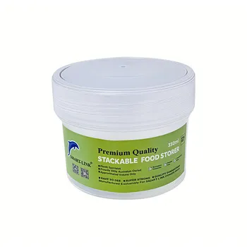 Plastic Round Screw Top Storage Container 350ml Dia9x7cm