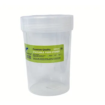 Plastic Round Screw Top Storage Container 1000ml 11x11x16cm
