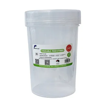 Plastic Round Screw Top Storage Container 1800ml 13x13x19cm