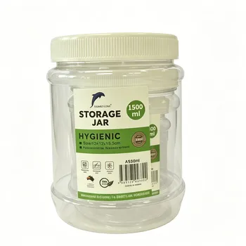 3pc Plastic Twist Top Storage Jar Set 350/800/1500ml