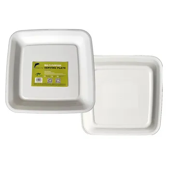 Square Plastic Serving Platter-White 49.8x32.8x3.5cm