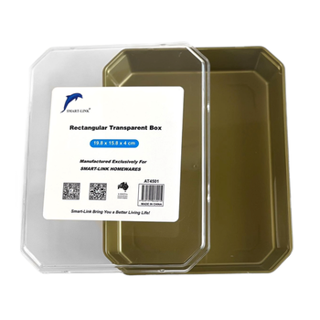 Rectangular Gold Box With Transparent Low Lid 19.8x15.8x4cm