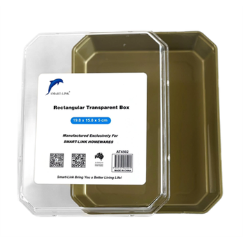 Rectangular Gold Box With Transparent High Lid 19.8x15.8x5cm