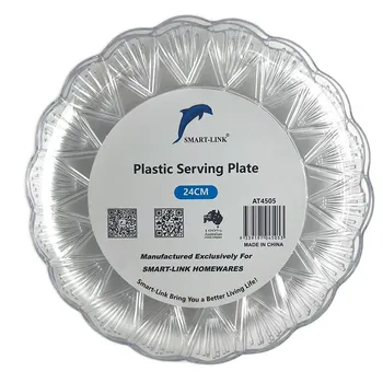 3pc Plastic Round Serving Plate Dia24cm-Clear