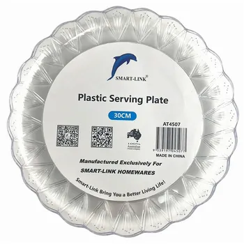 2pc Plastic Round Serving Plate Dia30cm-Clear