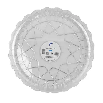 1pc Plastic Round Serving Plate Dia50cm-Clear