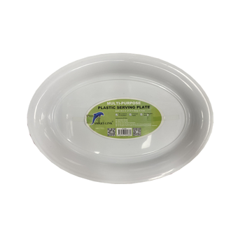 Oval Plastic Serving Platter-White 39.5x27.5x3.1cm 