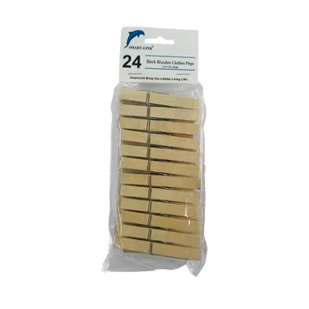 24pk Wooden Clothes Pegs 7.4x1x1.3cm