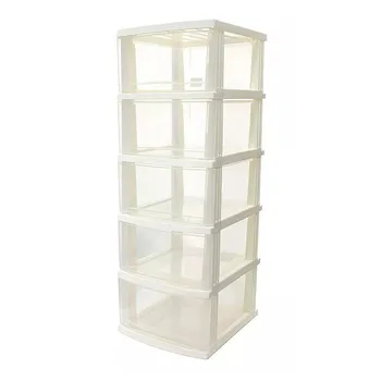 5 Tier White Plastic Drawer Organizer 44x34x105cm