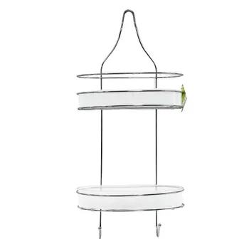 2 Tier Chrome Shower Caddy with Plastic Trays 30x12x62cm 