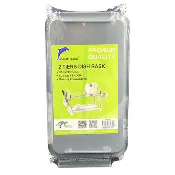 2-Tier Chrome Dish Drying Rack 47x25x35cm