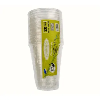 500ml Plastic Clear Cup 20pk