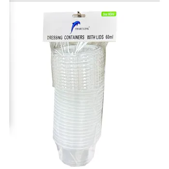 20pcs Clear Sauce Container With Lid 60ml 2oz