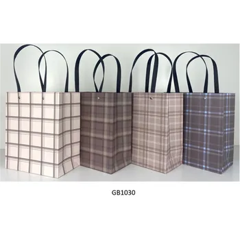 Multi Size Gift Bag-Assorted Checked Pattern With Hard Plastic Handle