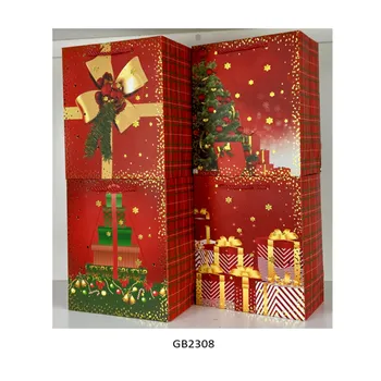 Multi Size Gift Bag-Christmas Red With Decoration Print