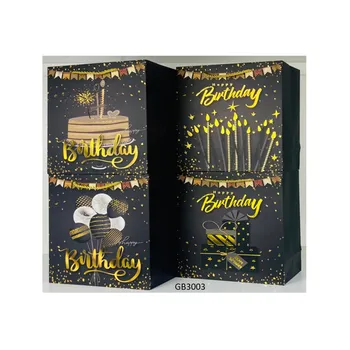 Multi Size Gift Bag-Birthday Black With Assorted Gold Print