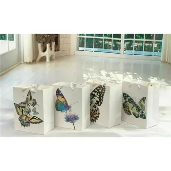 Multi Size Gift Bag-Assorted Glitter Butterfly Design