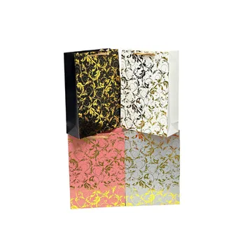 Multi Size Gift Bag-Plain Colour With Gold Floral Print
